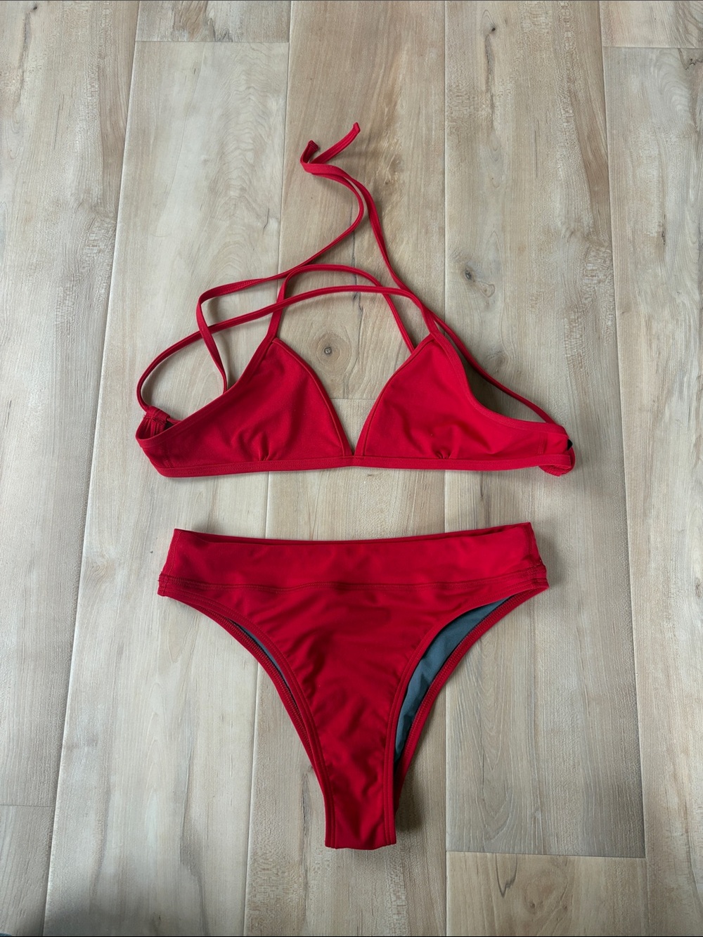 Jolyn Clothing Red Triangle Bikini Set